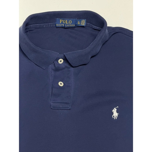 Polo Ralph Lauren Men's XL Navy Blue Short Sleeve Polo Shirt White Pony Cotton - Picture 3 of 5